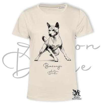 T-shirt ACTION DOODLE - BASENJI - Blanche ou Beige, Homme ou Femme - du XS au 5XL
