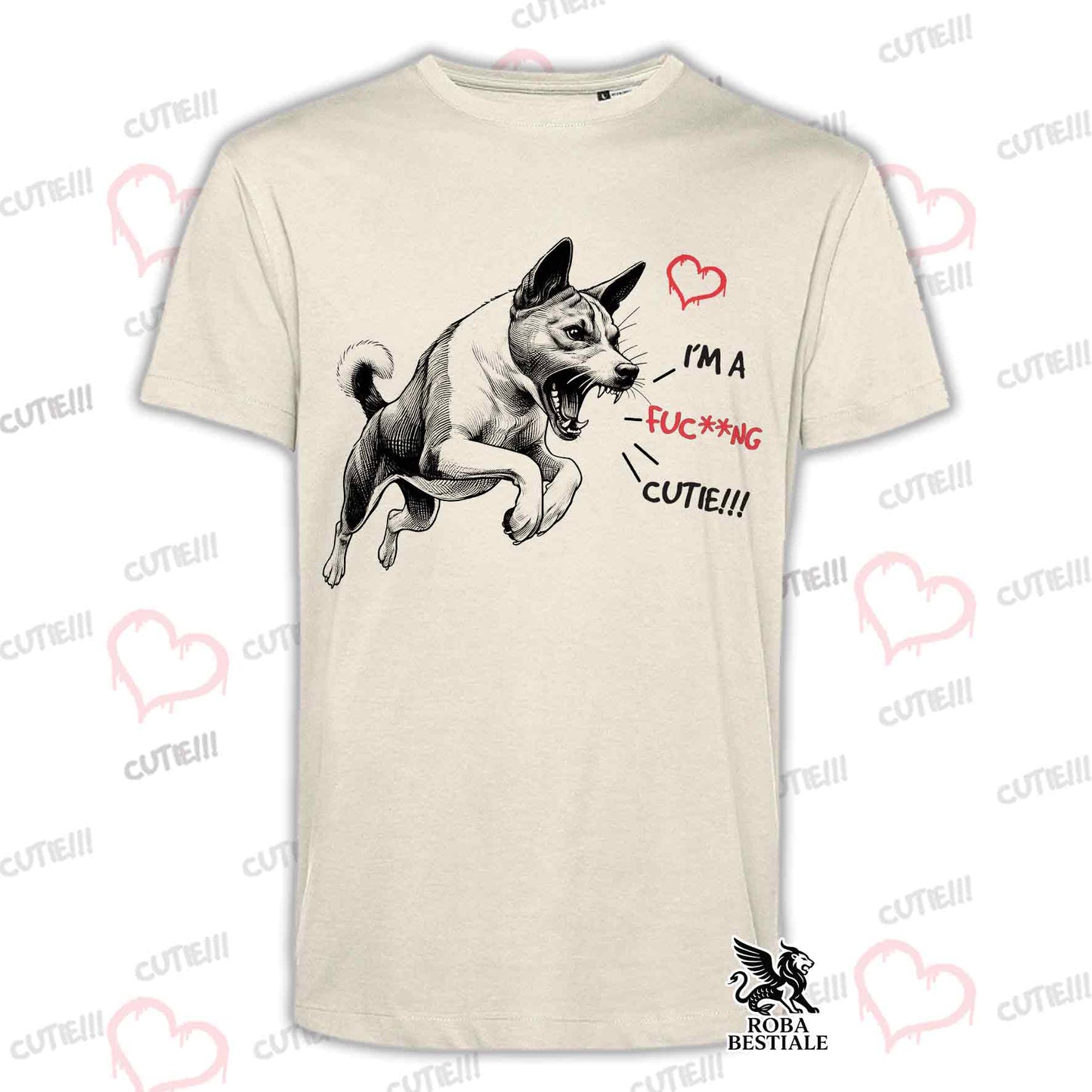 T-Shirt CUTIE - BASENJI - White or Beige, Men's or Women's - from XS to 5XL