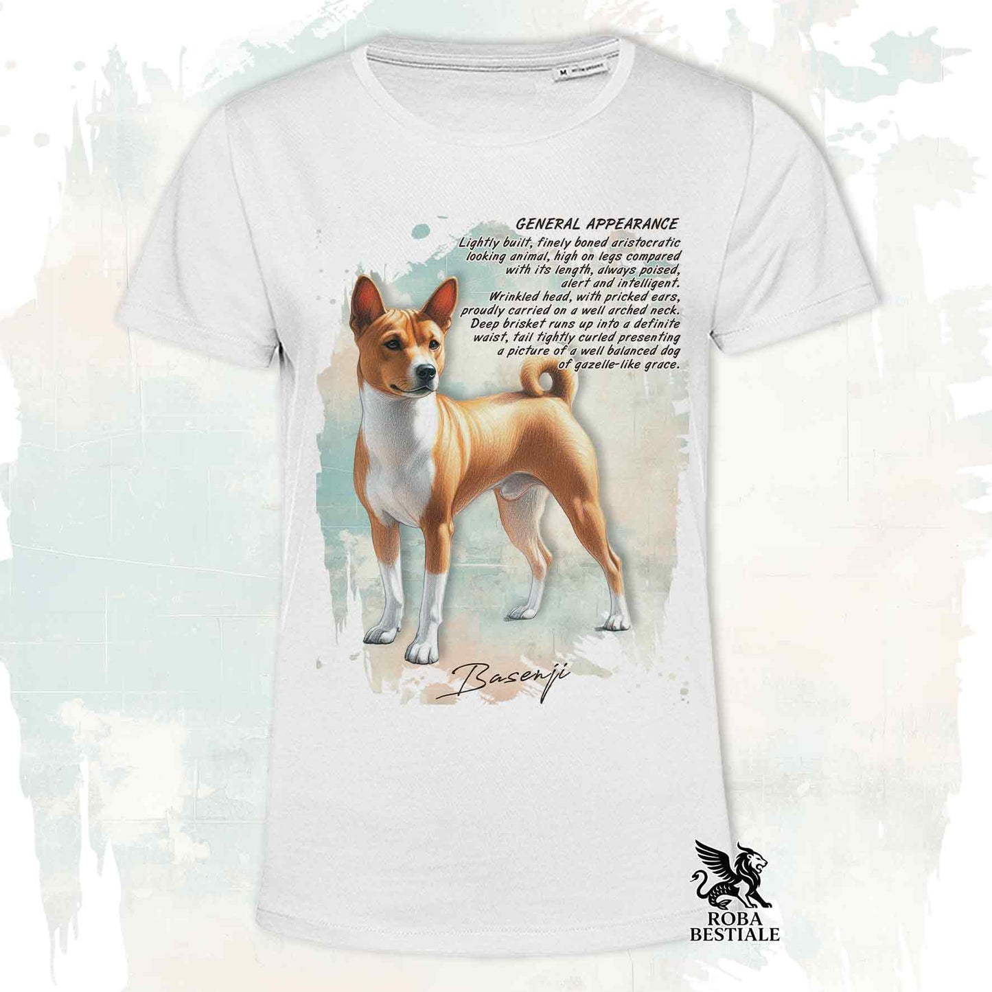 T-Shirt APPEARANCE - BASENJI Bianco Fulvo - Bianca o Beige, da Uomo o da Donna - dalla XS alla 5XL