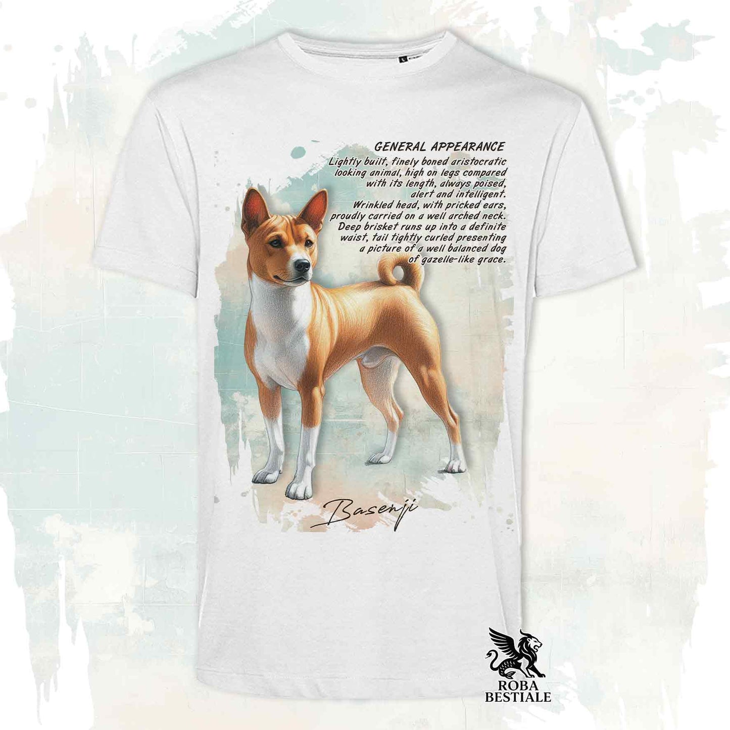 T-Shirt APPEARANCE - BASENJI Bianco Fulvo - Bianca o Beige, da Uomo o da Donna - dalla XS alla 5XL