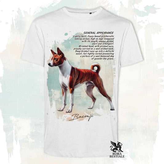 T-Shirt APPEARANCE - BASENJI Bianco e Tigrato - Bianca o Beige, da Uomo o da Donna - dalla XS alla 5XL