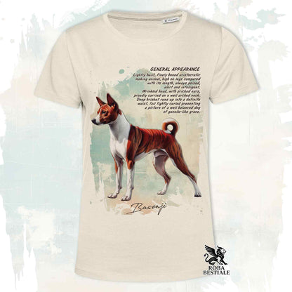 T-Shirt APPEARANCE - BASENJI Bianco e Tigrato - Bianca o Beige, da Uomo o da Donna - dalla XS alla 5XL