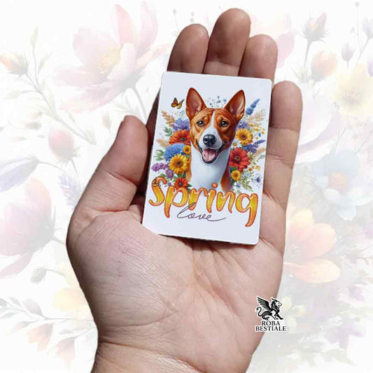 Calamita SPRING LOVE - BASENJI Rosso e Bianco - in MDF - 7x5 cm