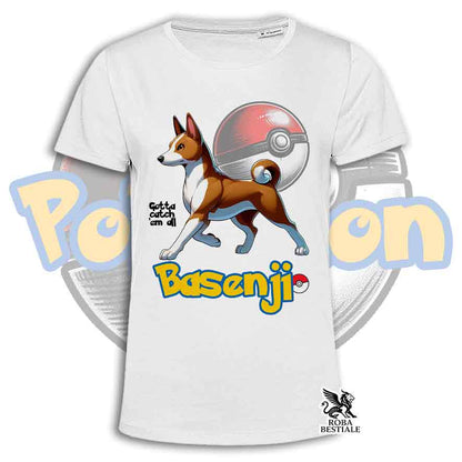 T-Shirt POKEMON - BASENJI Rosso e Bianco - Bianca o Beige, da Uomo o da Donna - dalla XS alla 5XL