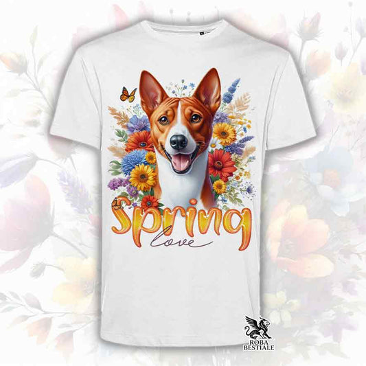 T-Shirt SPRING LOVE - BASENJI Rosso e Bianco - Bianca o Beige, da Uomo o da Donna - dalla XS alla 5XL