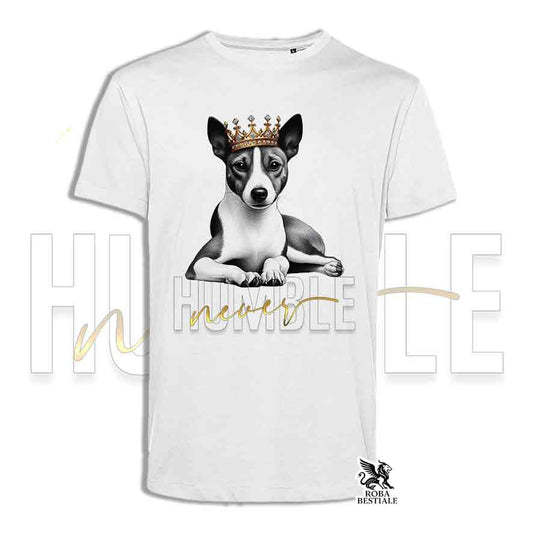 T-shirt NEVER HUMBLE - BASENJI - Bianca o Beige, da Uomo o da Donna - dalla XS alla 5XL