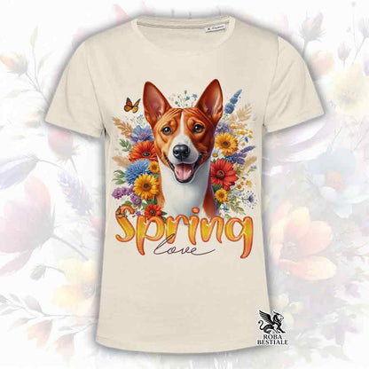 T-Shirt SPRING LOVE - Red and White BASENJI - White or Beige, for Men or Women - from XS to 5XL