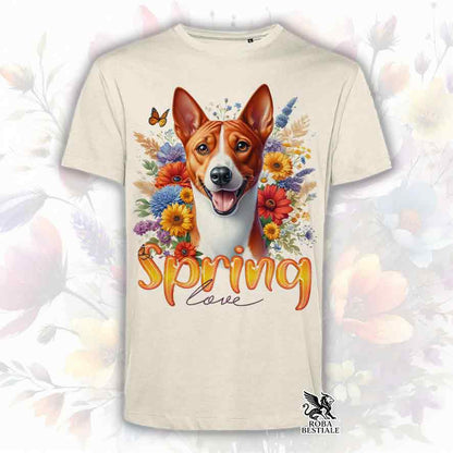 T-Shirt SPRING LOVE - Red and White BASENJI - White or Beige, for Men or Women - from XS to 5XL