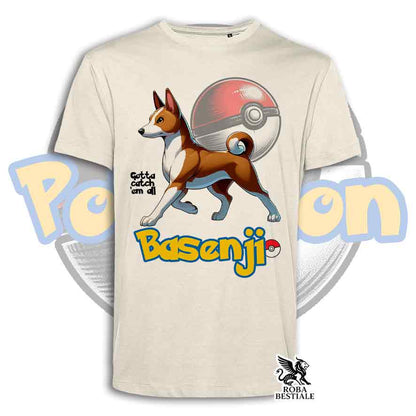T-Shirt POKEMON - BASENJI Rosso e Bianco - Bianca o Beige, da Uomo o da Donna - dalla XS alla 5XL
