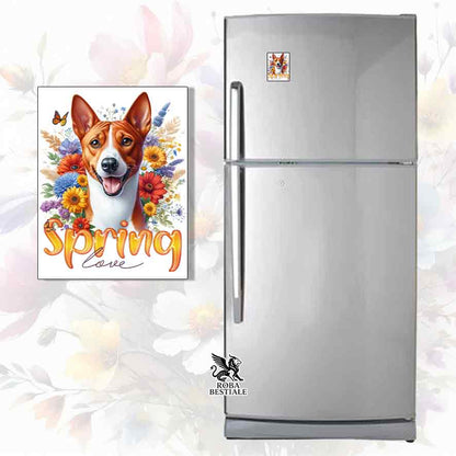 Calamita SPRING LOVE - BASENJI Rosso e Bianco - in MDF - 7x5 cm