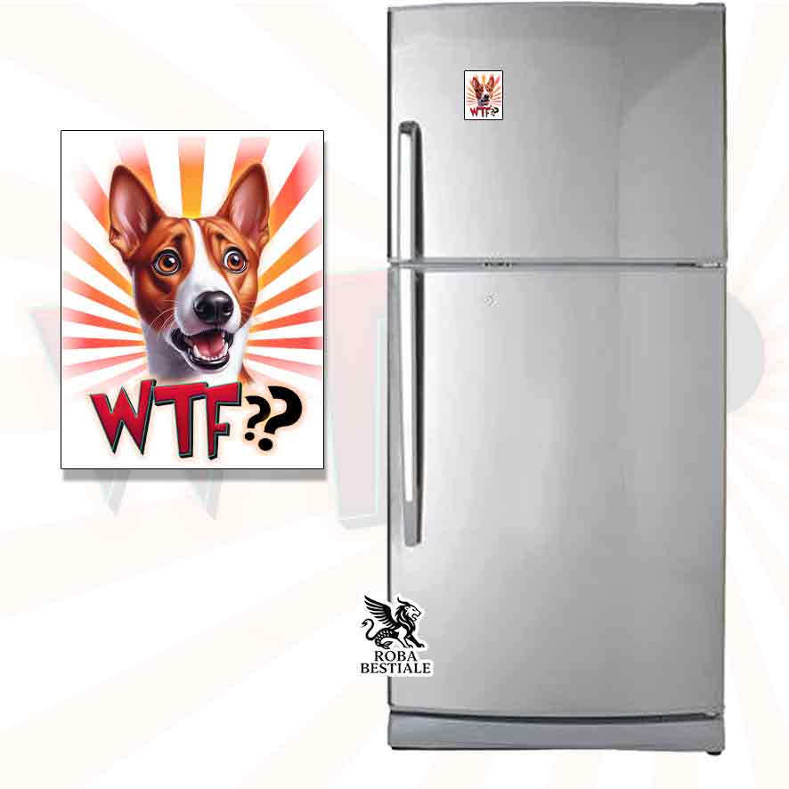 Calamita WTF?? - BASENJI Rosso e Bianco - in MDF - 7x5 cm