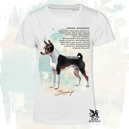 T-Shirt APPEARANCE - BASENJI Tricolore - Bianca o Beige, da Uomo o da Donna - dalla XS alla 5XL