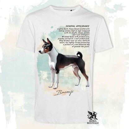 T-Shirt APPEARANCE - BASENJI Tricolore - Bianca o Beige, da Uomo o da Donna - dalla XS alla 5XL
