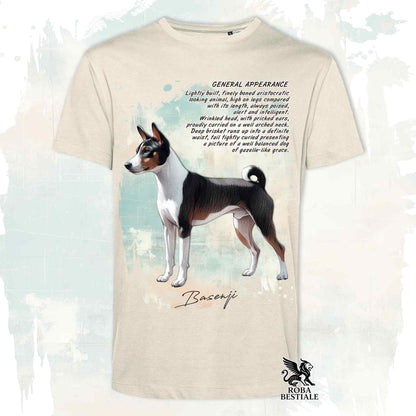 T-Shirt APPEARANCE - BASENJI Tricolore - Bianca o Beige, da Uomo o da Donna - dalla XS alla 5XL