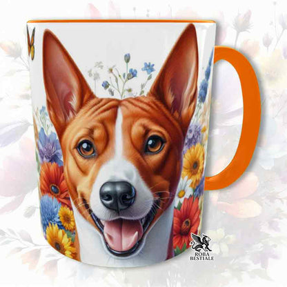 Tazza SPRING LOVE - BASENJI Rosso e Bianco - In Ceramica, colore a scelta - 330 ml