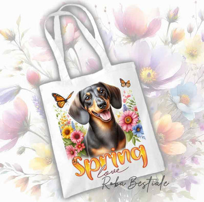 Tote Bag BASSOTTO TEDESCO a Pelo Corto - Collezione Spring Love