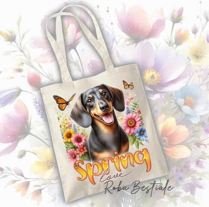 Tote Bag BASSOTTO TEDESCO a Pelo Corto - Collezione Spring Love