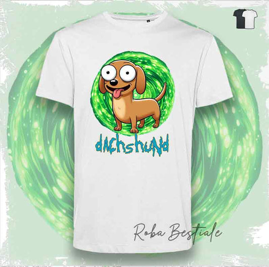 T-Shirt RICK & MORTY - BASSOTTO TEDESCO a Pelo Corto - Fulvo - Bianca o Nera - dalla XS alla 5XL
