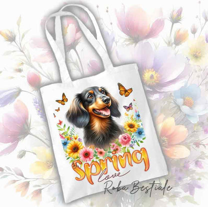 Tote Bag BASSOTTO TEDESCO a Pelo Lungo - Collezione Spring Love