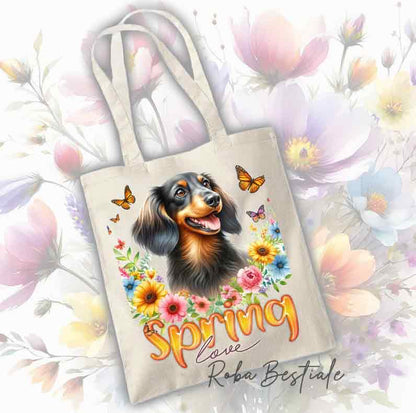 Tote Bag BASSOTTO TEDESCO a Pelo Lungo - Collezione Spring Love