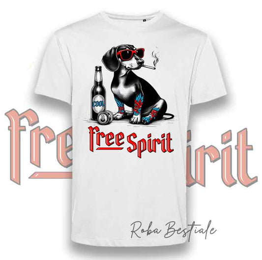 T-Shirt FREE SPIRIT - BASSOTTO TEDESCO a Pelo Corto