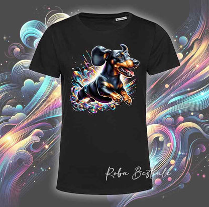 T-Shirt HOLO - BASSOTTO TEDESCO a Pelo Corto, Black Tricolor - Uomo o Donna - dalla XS alla 5XL