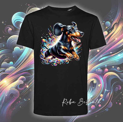 T-Shirt HOLO - BASSOTTO TEDESCO a Pelo Corto, Black Tricolor - Uomo o Donna - dalla XS alla 5XL