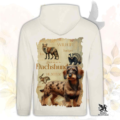 Felpa FIELD LEGACY - BASSOTTO TEDESCO a Pelo Duro Arlecchino Fulvo - Con Cappuccio e Tasconi, Unisex - dalla XS alla 3XL