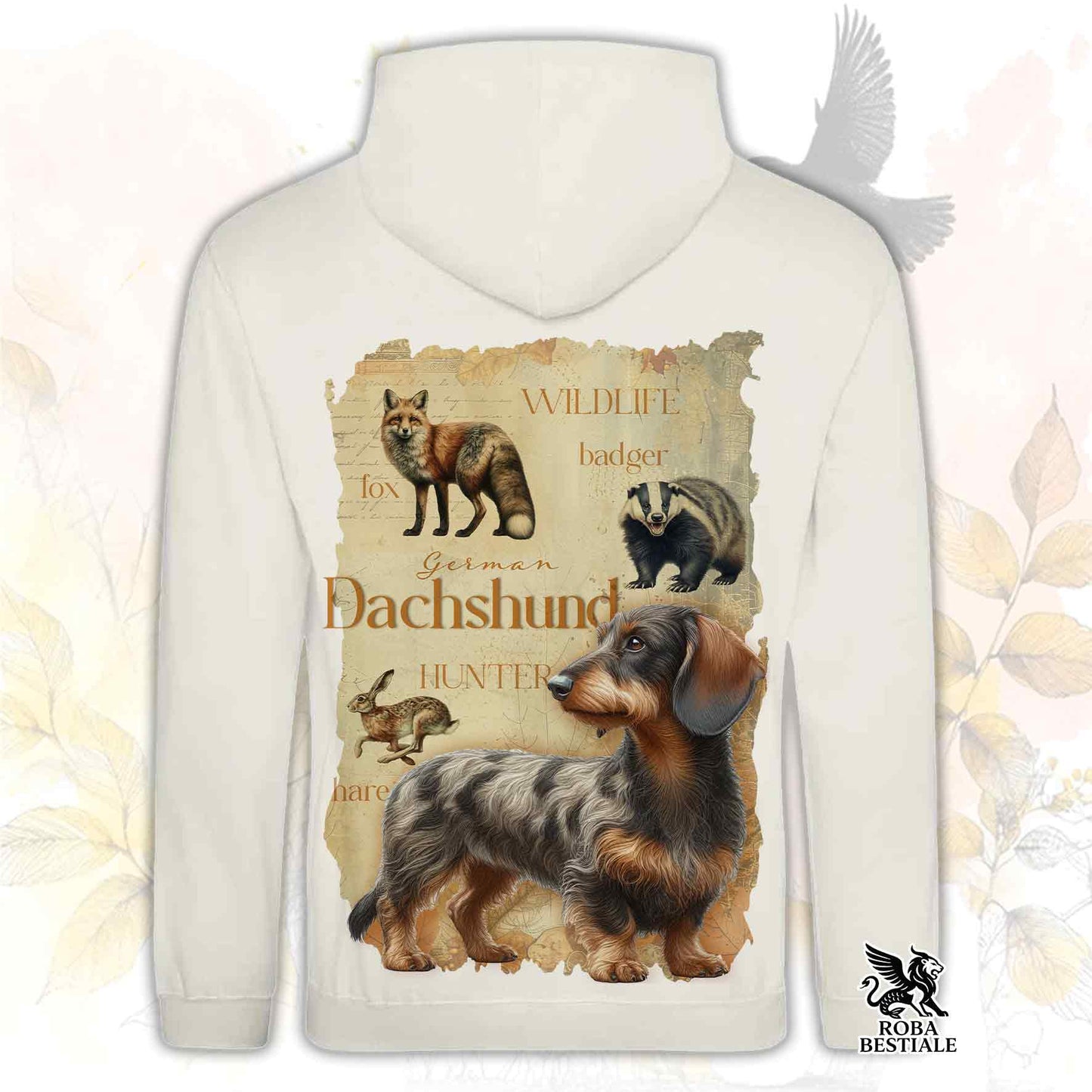 Felpa FIELD LEGACY - BASSOTTO TEDESCO a Pelo Duro Arlecchino Marrone - Con Cappuccio e Tasconi, Unisex - dalla XS alla 3XL