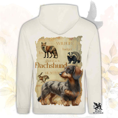 Felpa FIELD LEGACY - BASSOTTO TEDESCO a Pelo Duro Arlecchino Marrone - Con Cappuccio e Tasconi, Unisex - dalla XS alla 3XL