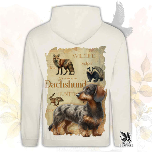 Felpa FIELD LEGACY - BASSOTTO TEDESCO a Pelo Duro Arlecchino Marrone - Con Cappuccio e Tasconi, Unisex - dalla XS alla 3XL