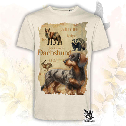 T-Shirt FIELD LEGACY - BASSOTTO TEDESCO a Pelo Duro Arlecchino Marrone - Bianca o Beige, da Uomo o da Donna - dalla XS alla 5XL