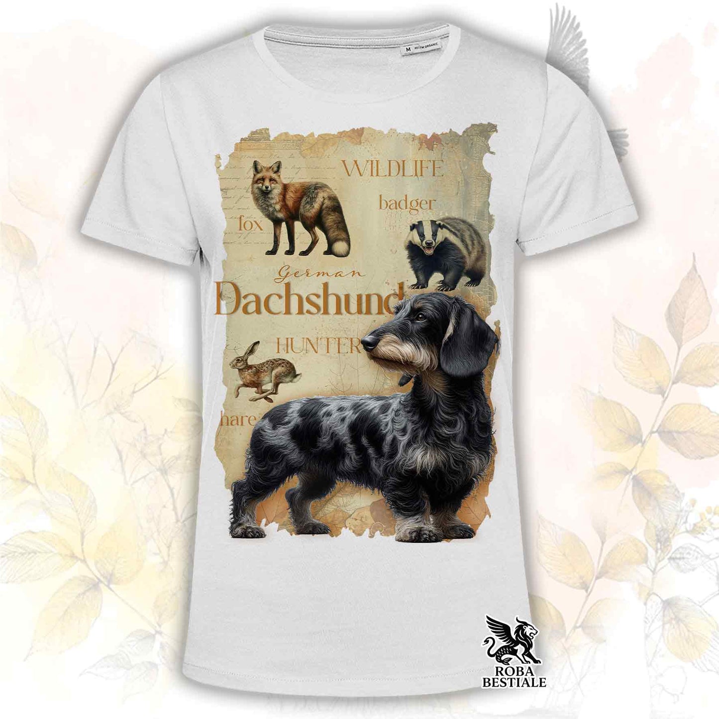 T-Shirt FIELD LEGACY - BASSOTTO TEDESCO a Pelo Duro Arlecchino Nero - Bianca o Beige, da Uomo o da Donna - dalla XS alla 5XL