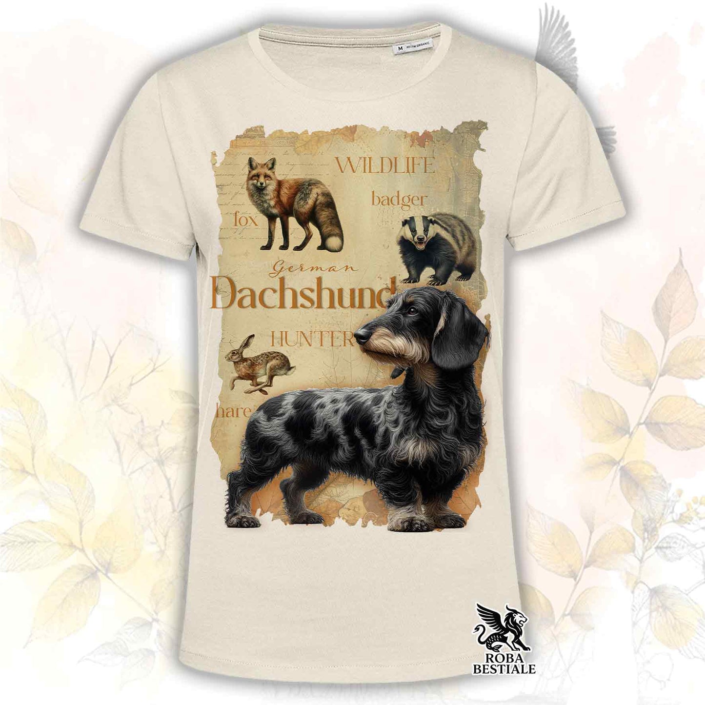 T-Shirt FIELD LEGACY - BASSOTTO TEDESCO a Pelo Duro Arlecchino Nero - Bianca o Beige, da Uomo o da Donna - dalla XS alla 5XL