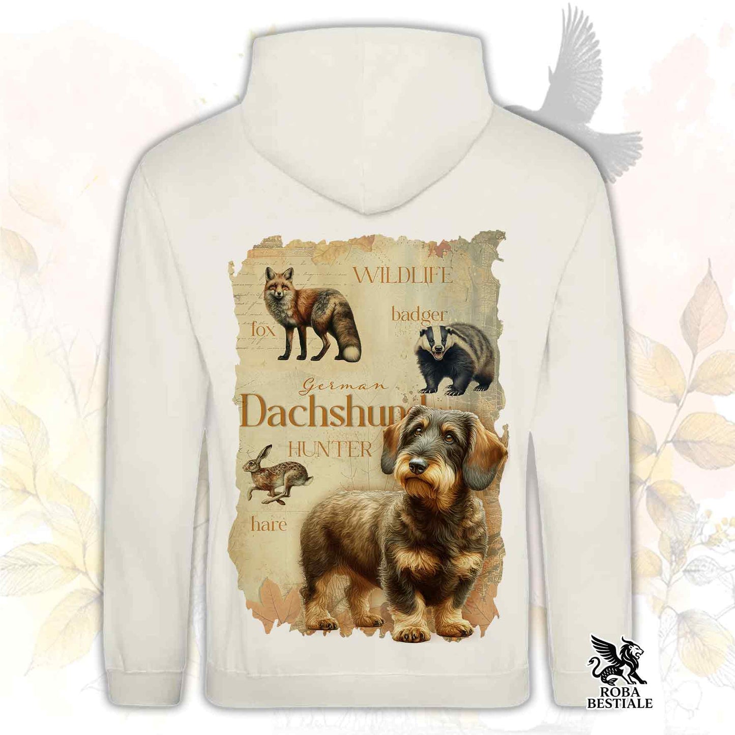 Felpa FIELD LEGACY - BASSOTTO TEDESCO a Pelo Duro Cinghiale Marrone - Con Cappuccio e Tasconi, Unisex - dalla XS alla 3XL