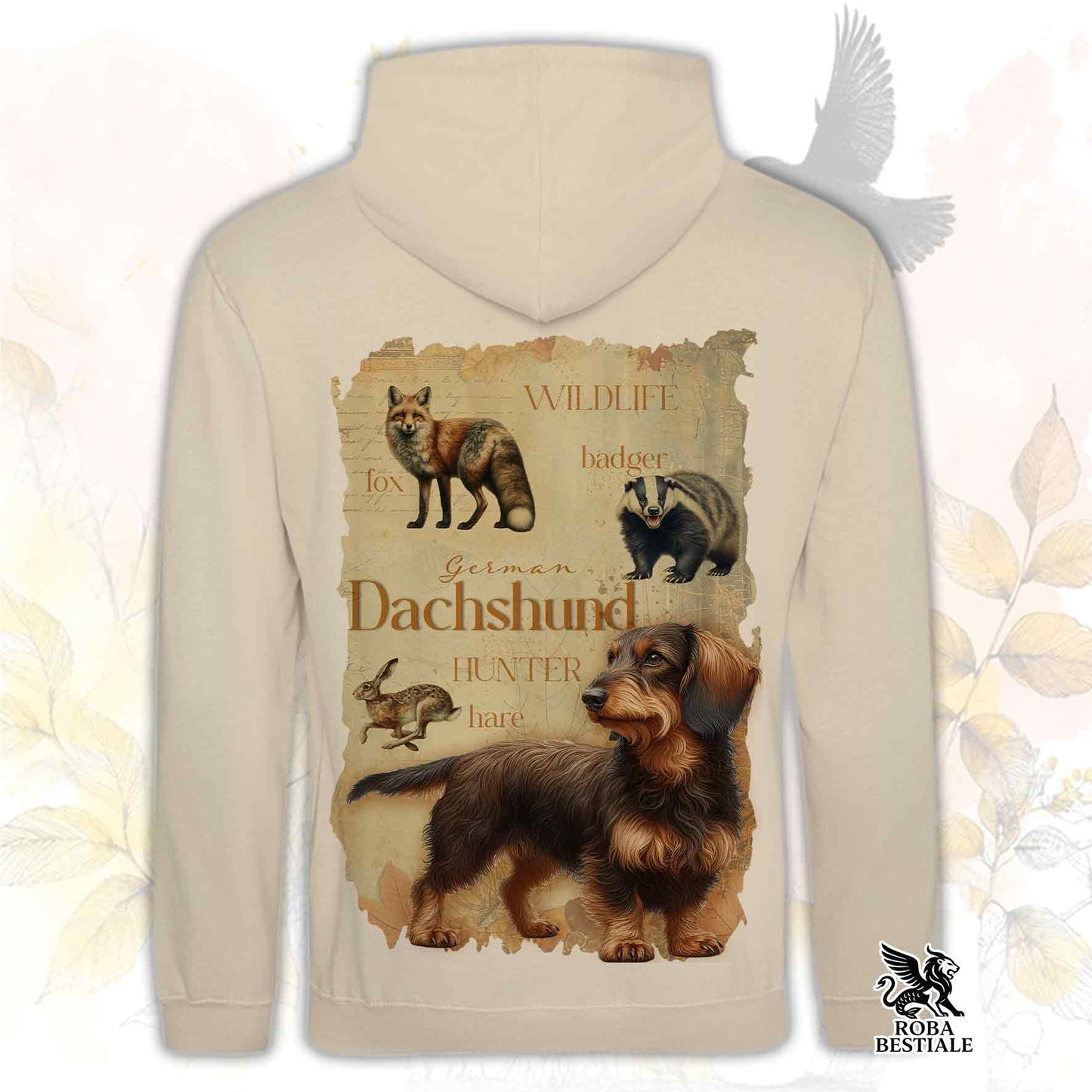 Felpa FIELD LEGACY - BASSOTTO TEDESCO a Pelo Duro Marrone Focato - Con Cappuccio e Tasconi, Unisex - dalla XS alla 3XL