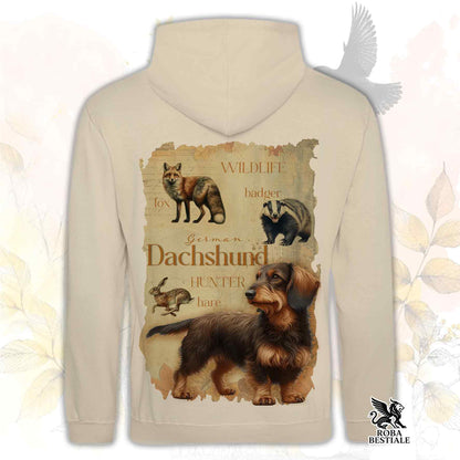 Felpa FIELD LEGACY - BASSOTTO TEDESCO a Pelo Duro Marrone Focato - Con Cappuccio e Tasconi, Unisex - dalla XS alla 3XL