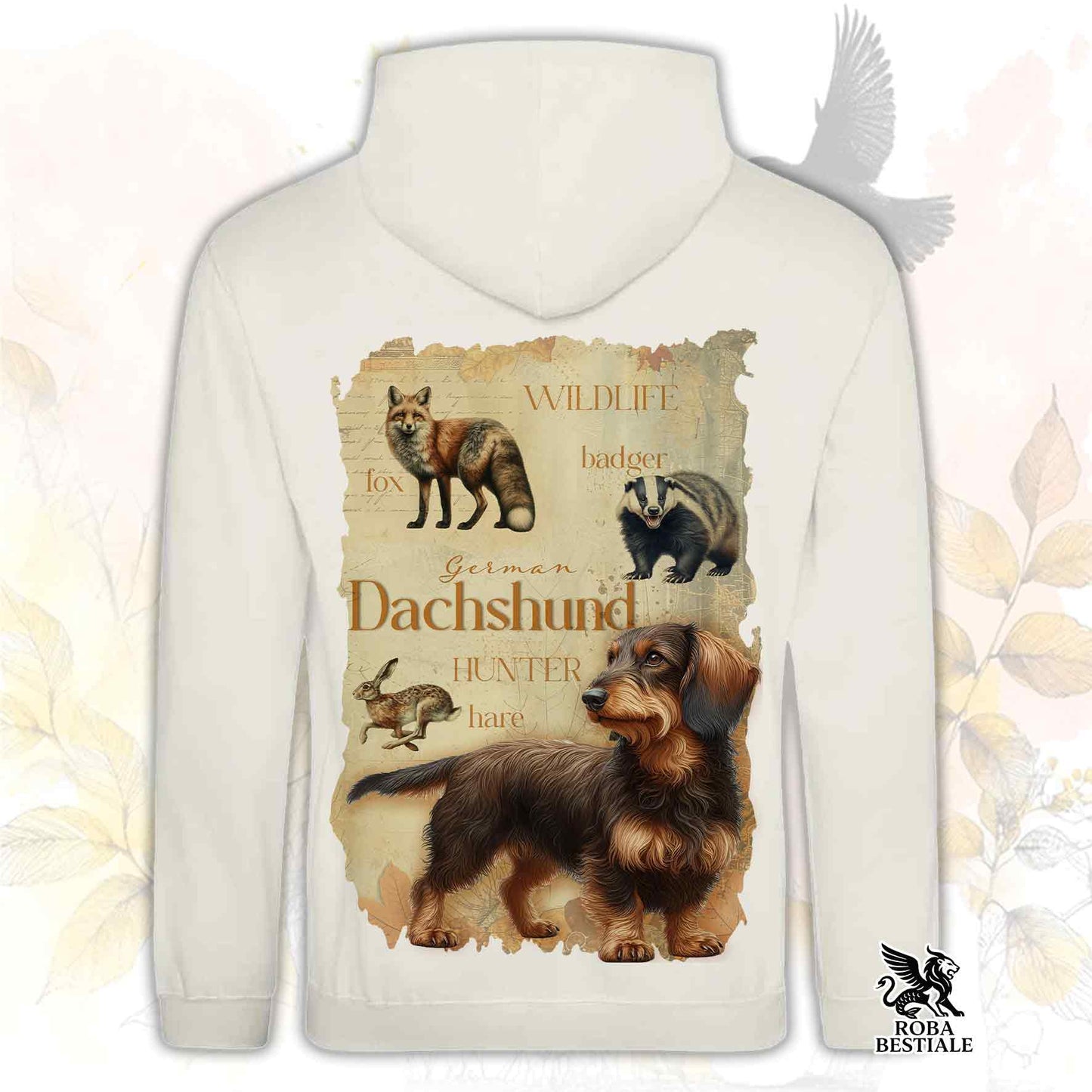 Felpa FIELD LEGACY - BASSOTTO TEDESCO a Pelo Duro Marrone Focato - Con Cappuccio e Tasconi, Unisex - dalla XS alla 3XL