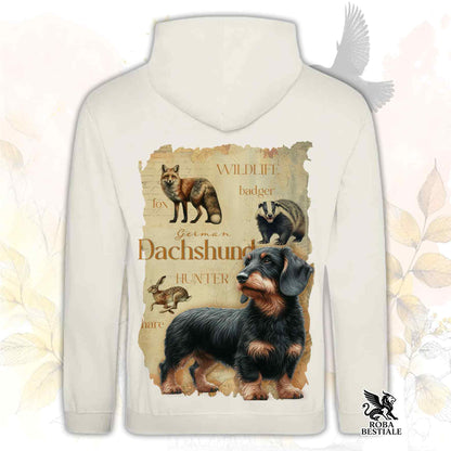 Felpa FIELD LEGACY - BASSOTTO TEDESCO a Pelo Duro Nero Focato - Con Cappuccio e Tasconi, Unisex - dalla XS alla 3XL