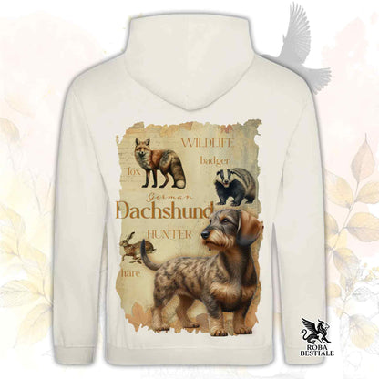 Felpa FIELD LEGACY - BASSOTTO TEDESCO a Pelo Duro Tigrato - Con Cappuccio e Tasconi, Unisex - dalla XS alla 3XL