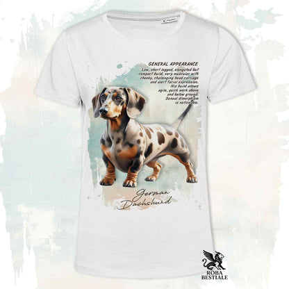 T-Shirt APPEARANCE - Harlequin Fawn Smooth-Haired Dachshund - White or Beige, Men's or Women's - from XS to 5XL