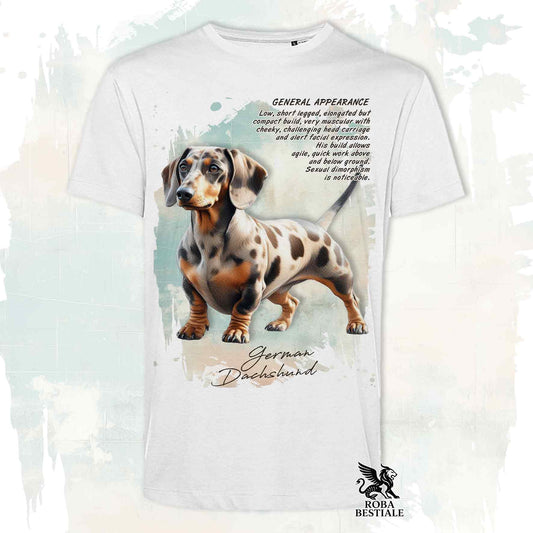 T-Shirt APPEARANCE - BASSOTTO a Pelo Corto Arlecchino Fulvo - Bianca o Beige, da Uomo o da Donna - dalla XS alla 5XL