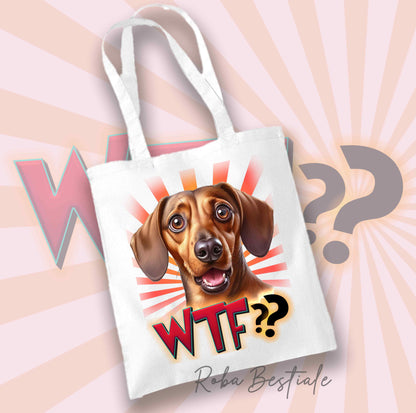 Shopper WTF?? - BASSOTTO TEDESCO a Pelo Corto Fulvo - 100% Cotone - Diversi colori disponibili!
