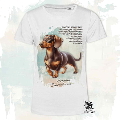 T-Shirt APPEARANCE - Smooth-Haired Dachshund Tan - White or Beige, Men's or Women's - from XS to 5XL