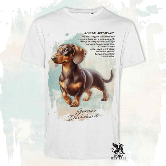 T-Shirt APPEARANCE - BASSOTTO a Pelo Corto Marrone Focato - Bianca o Beige, da Uomo o da Donna - dalla XS alla 5XL