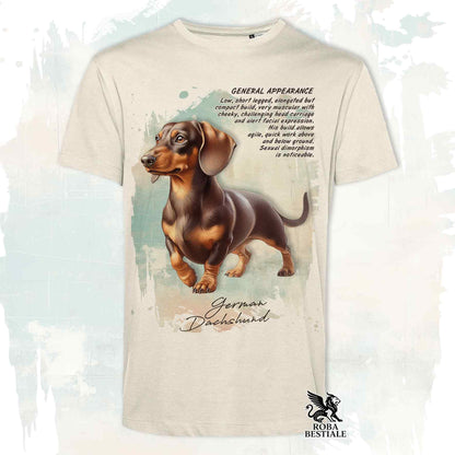 T-Shirt APPEARANCE - Smooth-Haired Dachshund Tan - White or Beige, Men's or Women's - from XS to 5XL