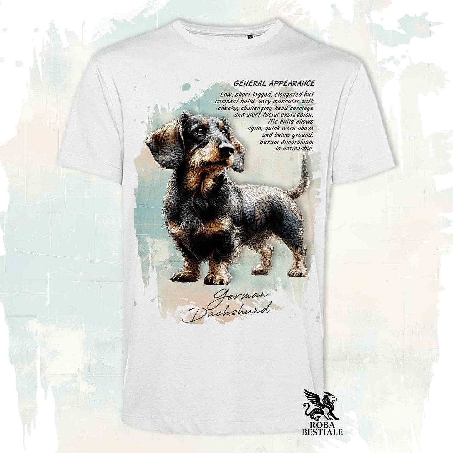 T-Shirt APPEARANCE - BASSOTTO a Pelo Duro Cinghiale - Bianca o Beige, da Uomo o da Donna - dalla XS alla 5XL