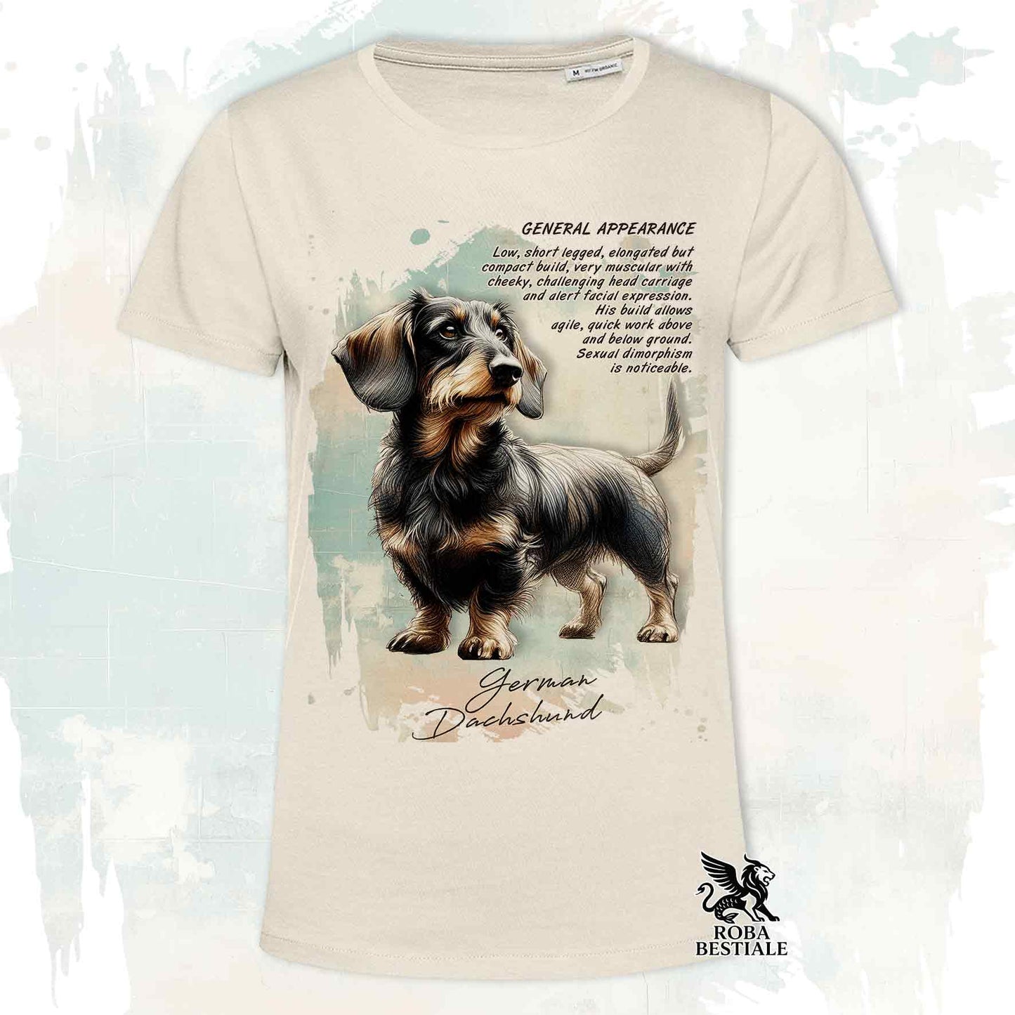T-Shirt APPEARANCE - BASSOTTO a Pelo Duro Cinghiale - Bianca o Beige, da Uomo o da Donna - dalla XS alla 5XL