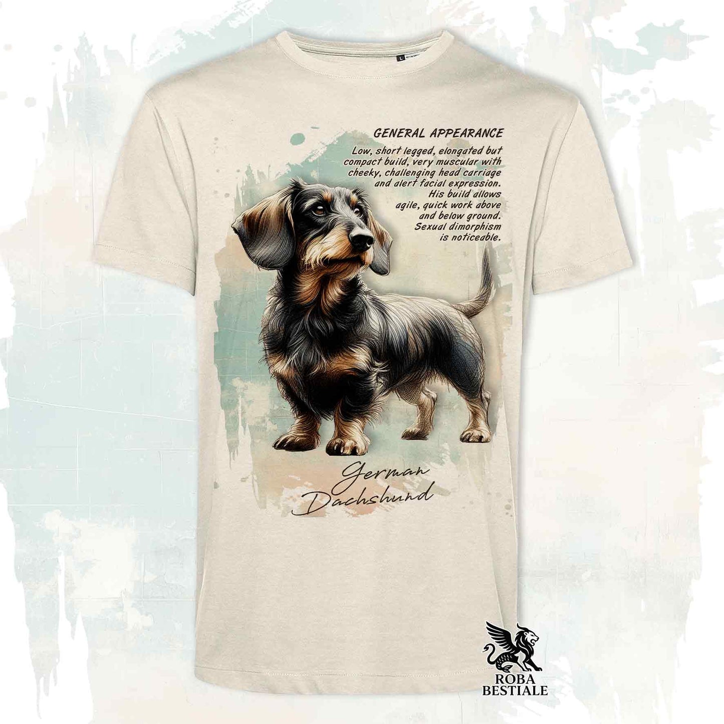 T-Shirt APPEARANCE - BASSOTTO a Pelo Duro Cinghiale - Bianca o Beige, da Uomo o da Donna - dalla XS alla 5XL