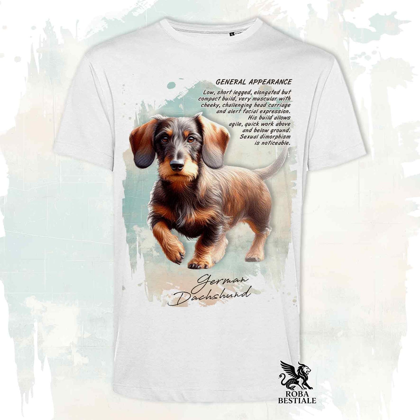 T-Shirt APPEARANCE - BASSOTTO a Pelo Duro Cinghiale Marrone - Bianca o Beige, da Uomo o da Donna - dalla XS alla 5XL